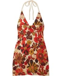 SIR. - Castella Floral-Print Linen Halterneck Mini Dress - Lyst