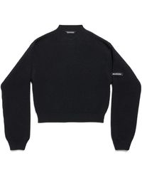 Balenciaga - Logo Patch Cropped Sweater - Lyst