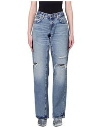 7 For All Mankind - Distressed Low Straight Jeans - Lyst