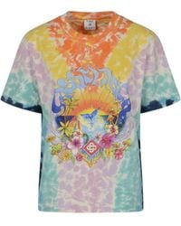 CASABLANCA - Floral Printed Tie Dye T-Shirt - Lyst