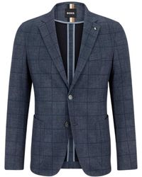 BOSS - Checked Single-Breasted Blazer - Lyst