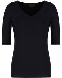 Emporio Armani - Mid-Sleeve Knitted T-Shirt - Lyst