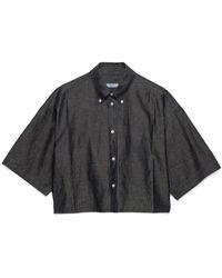 Prada - Short-Sleeved Chambray Shirt - Lyst