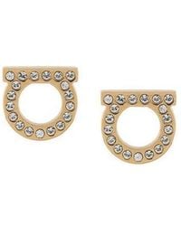 Ferragamo - Ferragamo Small Gancio Embellished Earrings - Lyst