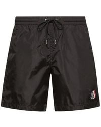 Moncler - Logo Patch Drawstring Swim Shorts - Lyst