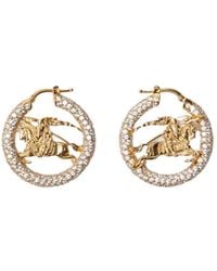 Burberry - Knight Pavé Hoop Earrings - Lyst