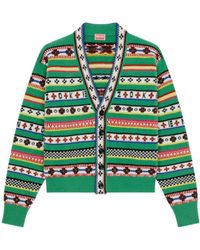 KENZO - Logo Jacquard Knit Cardigan - Lyst