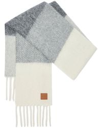 Loewe - Logo Patch Striped Fringed Scarf - Lyst