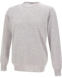Kangra Cashmere - Kangra Ribbed Crew Neck Knitted Sweater - Lyst