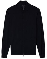 Emporio Armani - Logo Embroidered Zipped Cardigan - Lyst