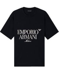 Emporio Armani - Logo Embroidered Crewneck T-Shirt - Lyst