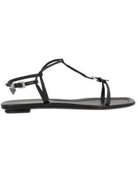 Prada - Tiangle-Logo Square-Toe Sandals - Lyst