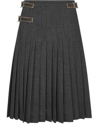 Prada - Pleated Buckle-Fastening Midi Skirt - Lyst