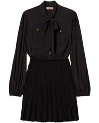Twinset - Pleated Bow Mini Dress - Lyst