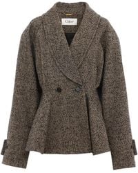 Chloé - Chloé Double-Breasted Short Riding Coat - Lyst