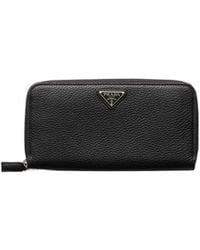 Prada - Logo Plaque Zip-Around Wallet - Lyst