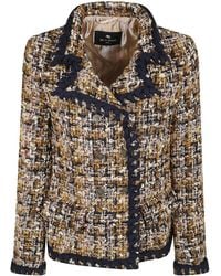 Etro - Double-Breasted Long Sleeve Tweed Jacket - Lyst