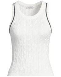 Brunello Cucinelli - Solid-Color Sleeveless Knitted Top - Lyst