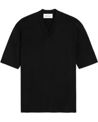 Ami Paris - Ami V-Neck Short-Sleeve Knitted Top - Lyst