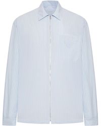 Prada - Zip-Up Striped Shirt - Lyst