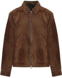 AllSaints - Rhone Suede Zip-Up Jacket - Lyst