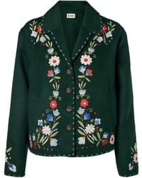 RIXO London - Embroidered Single-Breasted Casual Jacket - Lyst