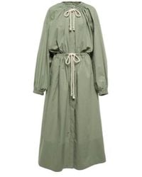 Jil Sander - Drawstring Cotton Poplin Midi Dress - Lyst