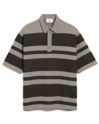 Ami Paris - Ami De Coeur Striped Cotton Polo Shirt - Lyst