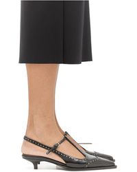 Miu Miu - Leather Brogue Slingback T-Strap Pumps - Lyst