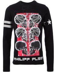 Philipp Plein - Round Collar And Long-Sleeved T-Shirt - Lyst