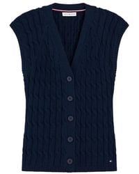 Tommy Hilfiger - Cable-Knit Sleeveless Cardigan - Lyst