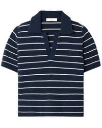 FRAME - The Striped Easy Cotton-Blend Polo Shirt - Lyst
