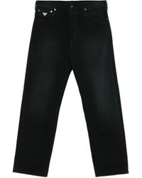 Prada - Logo Patch Straight-Leg Jeans - Lyst
