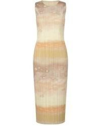 Pleats Please Issey Miyake - Pleated Abstract-Print Midi Dress - Lyst
