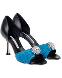Manolo Blahnik - Mule High-Heel Sandals With Crystal Rhinestone Buckle - Lyst