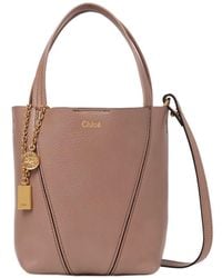 Chloé - Chloé Spin Logo Printed Small Top Handle Bag - Lyst