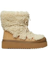 Tory Burch - Shearling Lace-Up Boot - Lyst