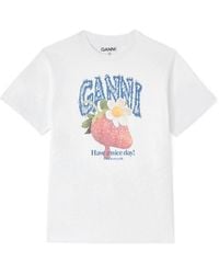 Ganni - Strawberry Graphic T-Shirt - Lyst