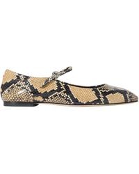 Aeyde - Snake-Effect Leather Mary Jane Ballet Flats - Lyst