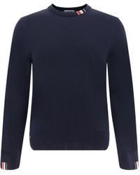 Thom Browne - Rwb Stripe Detailed Crewneck Jumper - Lyst