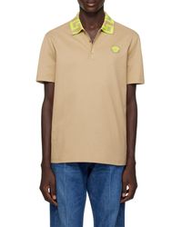 Versace - Medusa Embroidered Short Sleeved Polo Shirt - Lyst