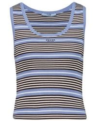Prada - Ribbed Striped Tank T-Shirt - Lyst