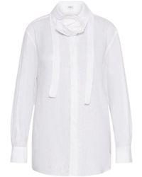 Marella - Neckerchief-Adorned Pure Linen Shirt - Lyst