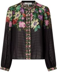 Sea - Viktoria Embroidered Floral-Print Voile Blouse - Lyst