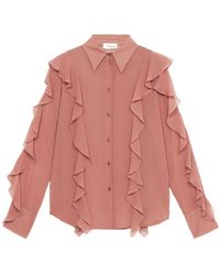 Blumarine - Long Sleeved Ruffled Shirt - Lyst