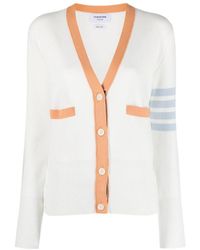 Thom Browne - 4-Bar Striped V-Neck Buttoned Cardigan - Lyst