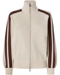 Pinko - Striped-Sleeve Zip-Up Sweatshirt - Lyst