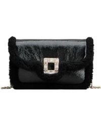 Roger Vivier - Jeu De Fille Viv' Shearling Strass Buckle Clutch Bag - Lyst