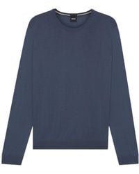 BOSS - Crew-Neck Wool Pullover - Lyst