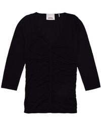 Isabel Marant - Gathered-Detailed Long-Sleeved Crewneck Top - Lyst